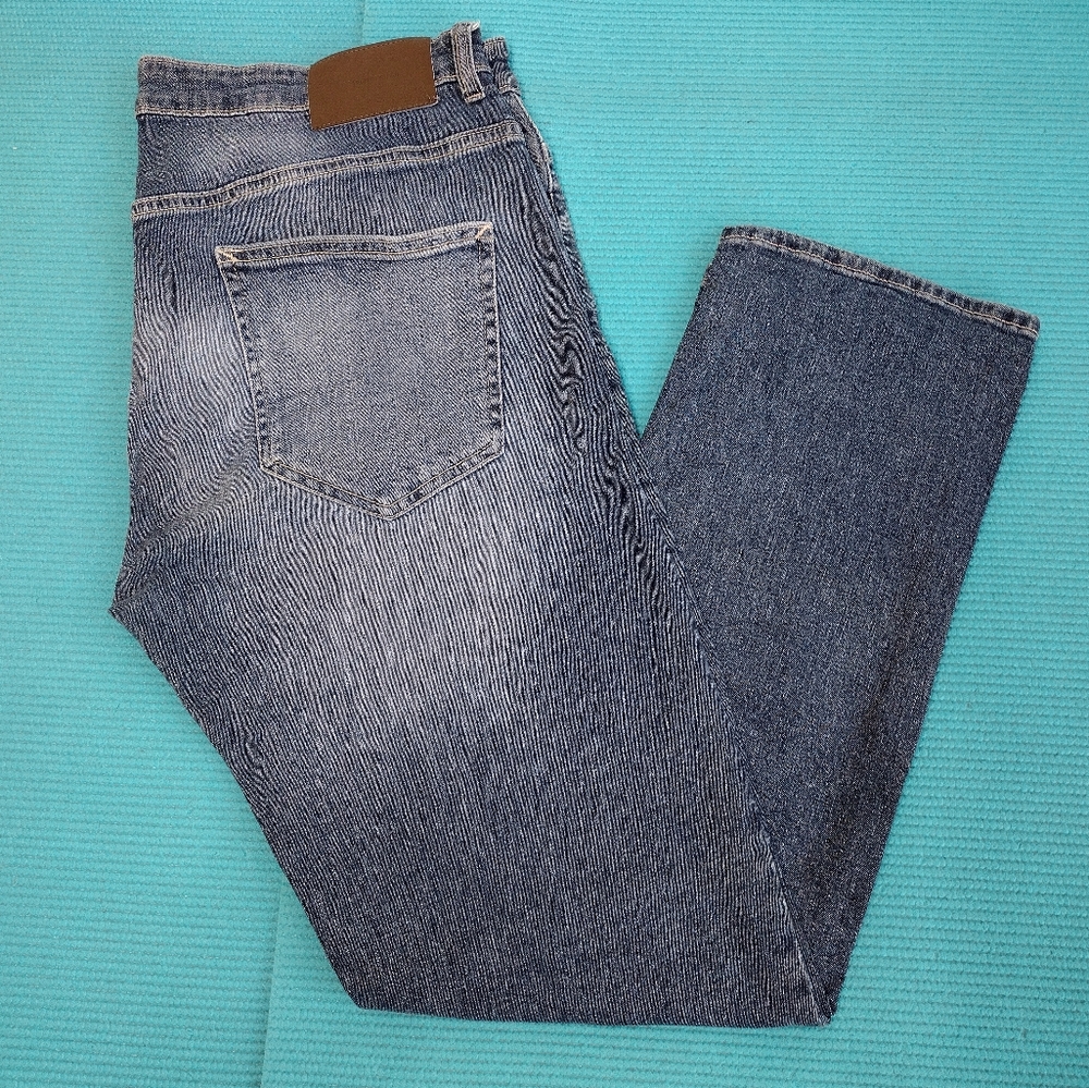 Denim Co Mens Straight Stretch Jeans Blue Button Fly  36X30
